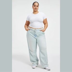 Good American bleached 90’s drawstring Jeans 20 plus (runs large)